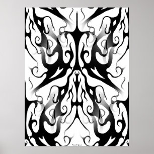 Affiche Face élégante dans le feu et flammes conception tr