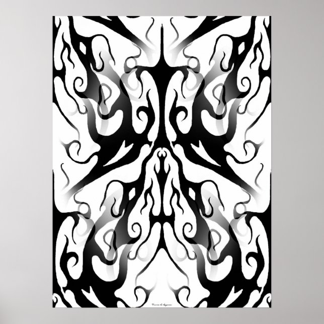 Affiche Face élégante dans le feu et flammes conception tr (Devant)