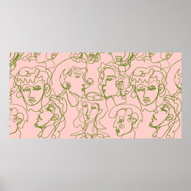 Affiche Face féminine abstraite contemporaine. e minimalis (Devant)