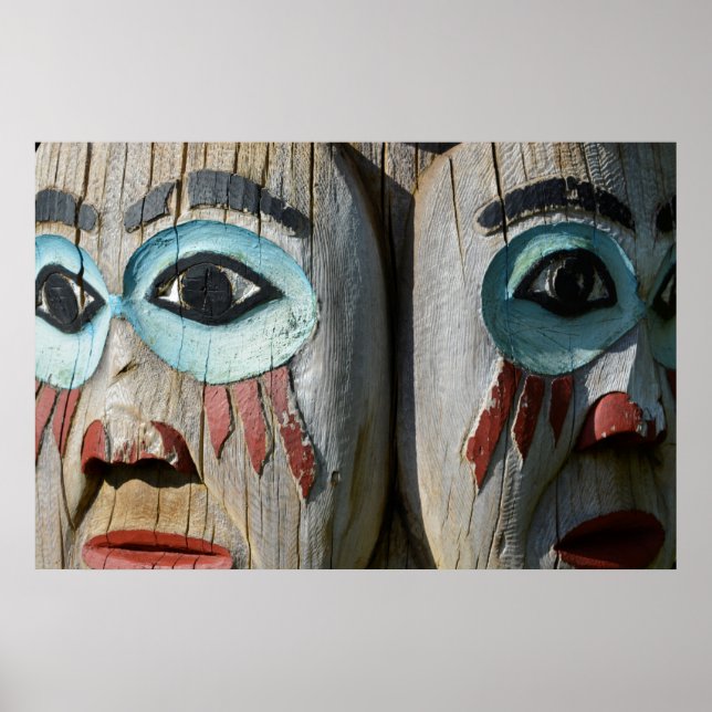 Affiche Faces Of A Totem Pole, Alaska (Devant)