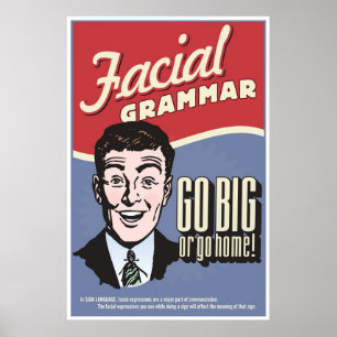 Affiche Facial Grammar. An ASL classroom poster.