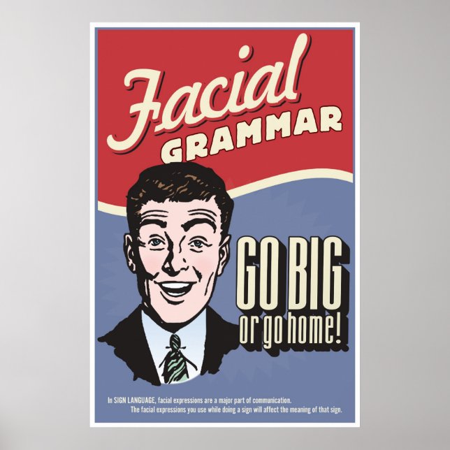 Affiche Facial Grammar. An ASL classroom poster. (Devant)
