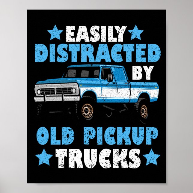 Affiche Facilement Distrait Par De Vieux Camions De Ramass (Devant)