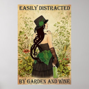 Affiche Facilement distrait par le jardin et le vin