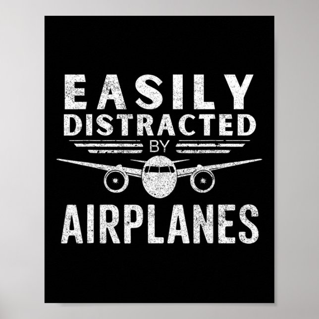 Affiche Facilement Distrait Par Les Avions Dans Funny Avia (Devant)