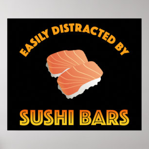 Affiche Facilement Distrait Par Les Bars À Sushi
