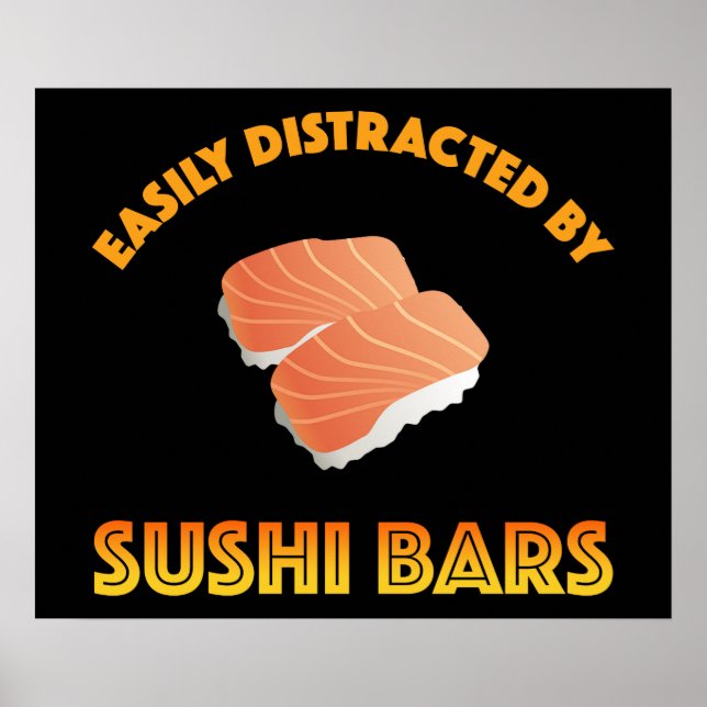 Affiche Facilement Distrait Par Les Bars À Sushi (Devant)