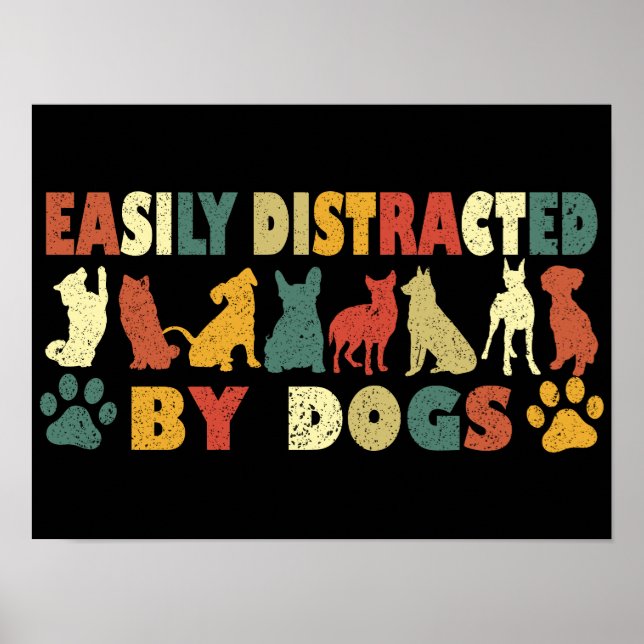 Affiche Facilement Distrait Par Les Chiens (Devant)