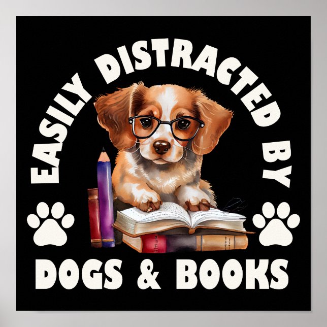 Affiche Facilement Distrait Par Les Chiens Et Les Livres (Devant)