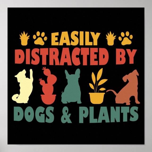 Affiche Facilement Distrait Par Les Chiens Et Les Plantes (Devant)