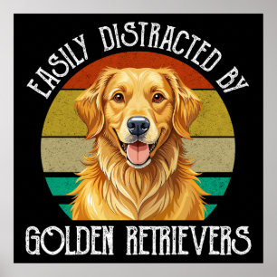 Affiche Facilement Distrait Par Les Golden Retrievers
