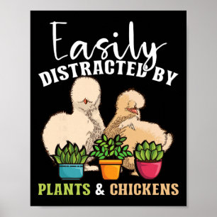 Affiche Facilement Distrait Par Les Plantes Et Les Poules