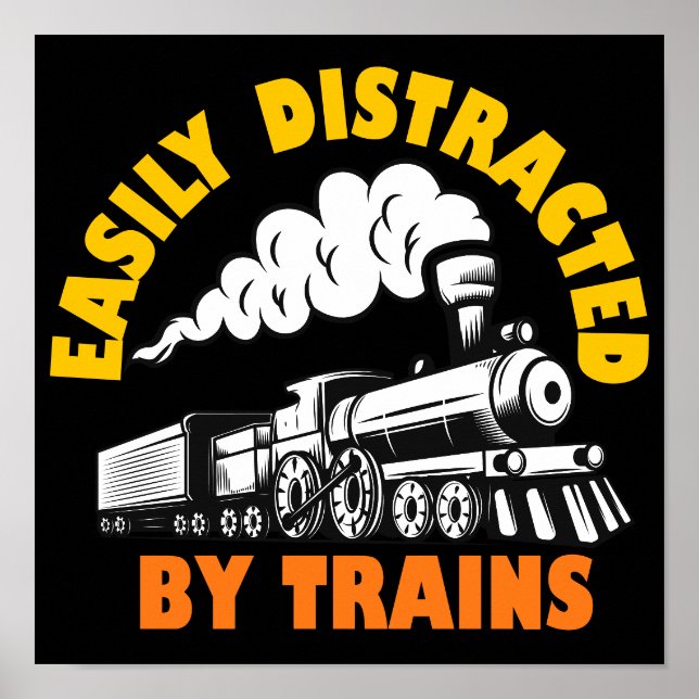 Affiche Facilement Distrait Par Les Trains (Devant)