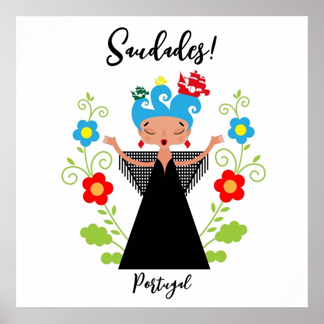 Affiche Fado chanteuse avec caravelle portugaise (Devant)