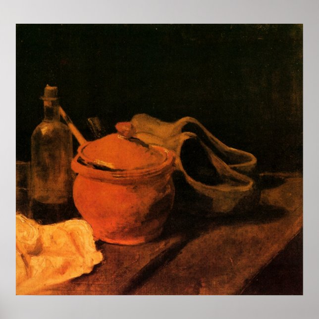 Affiche Faïence, bouteille et sabots par Vincent van Gogh (Devant)