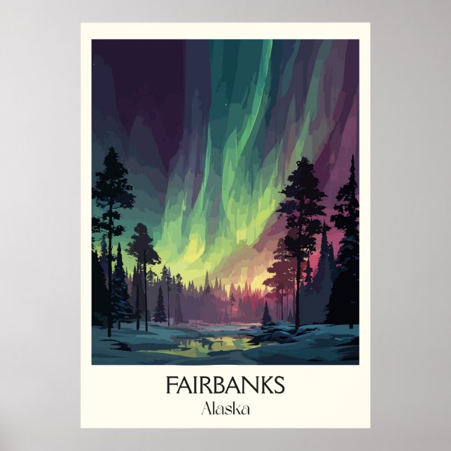 Affiche Fairbanks Alaska Northern Lights Aurora (Devant)
