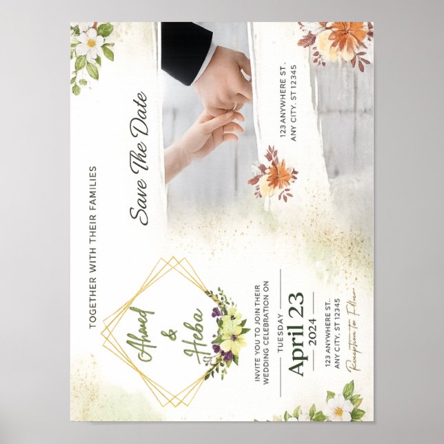 Affiche Faire Carton d'Invitation de Mariage Botanique (Devant)