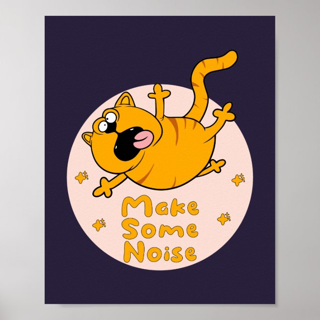 Affiche Faire du bruit Kawaii Funny orange cat saut (Devant)