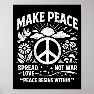 Affiche Faire la paix répandre l'amour pas la guerre rétro