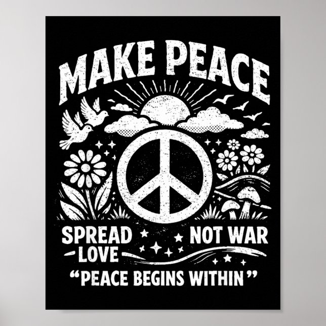 Affiche Faire la paix répandre l'amour pas la guerre rétro (Devant)