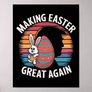 Affiche Faire Pâques Grande à nouveau Drôle de Lapin Trump