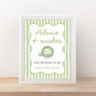 Affiche Faire-part de Baby Shower Matcha Green Tea avec Co