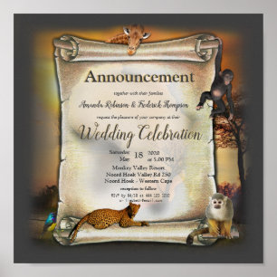 Affiche Faire-part de coucher de soleil Safari Africain