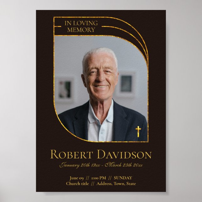 Affiche Faire-part de décès numérique fond brun foncé (Devant)