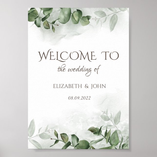 Affiche Faire part de eucalyptus à l'aquarelle  (Devant)