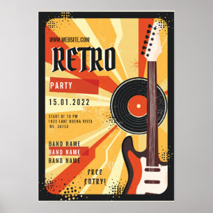 Affiche Faire-part de la fête de musique rétro