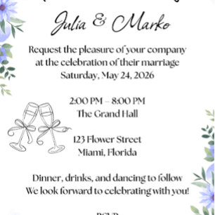 Affiche Faire-part de mariage floral romantique modèle
