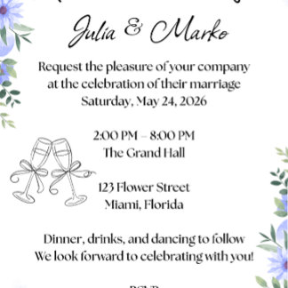 Affiche Faire-part de mariage floral romantique modèle