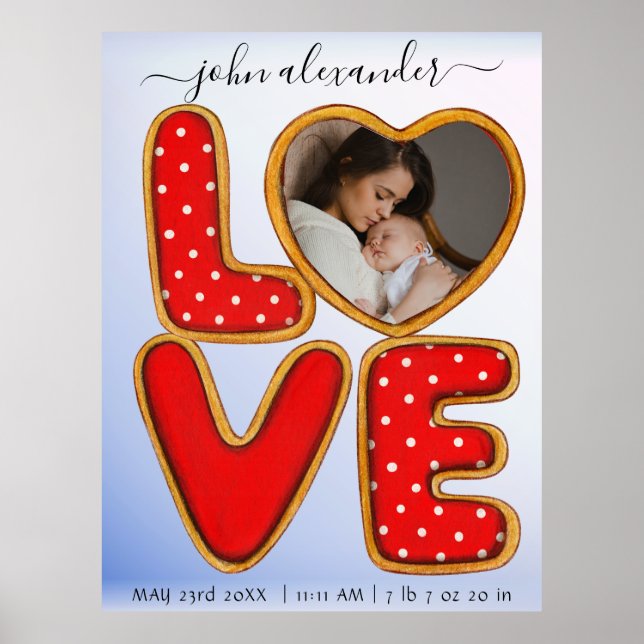 Affiche Faire-part de naissance photo Retro Baby (Devant)