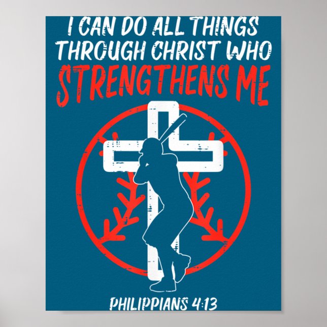 Affiche Faire Peut Toutes Choses Baseball Religieux (Devant)