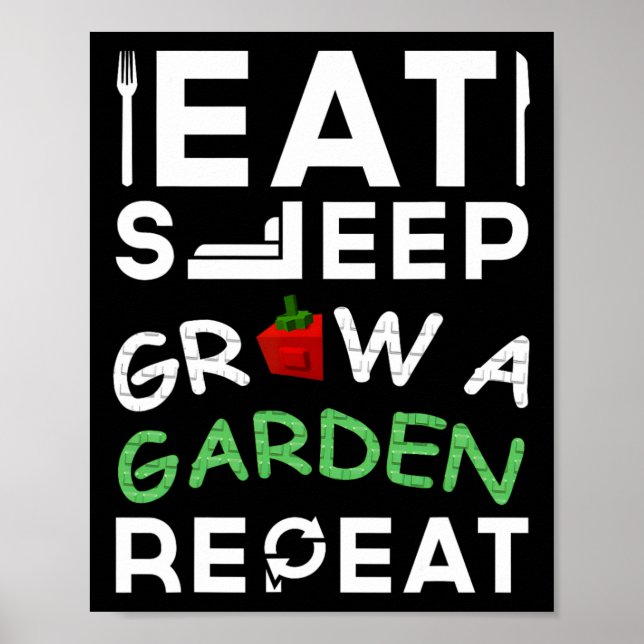 Affiche Faire pousser un jardin Manger Dormir Répéter Conc (Devant)
