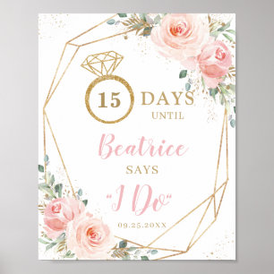 Affiche Faire rougir Floral Or Géométrique Compte à rebour