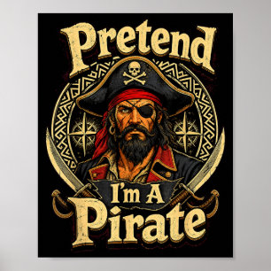 Affiche Faire semblant d'un pirate costume drôle et paress