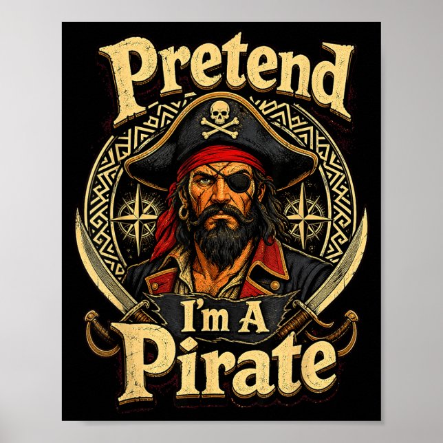 Affiche Faire semblant d'un pirate costume drôle et paress (Devant)