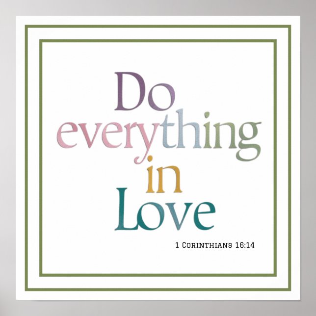 Affiche Faire Tout Avec Amour Verset Biblique Typographie  (Devant)