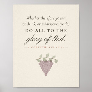 Affiche Faire tout pour la gloire de Dieu Cuisine Art de v