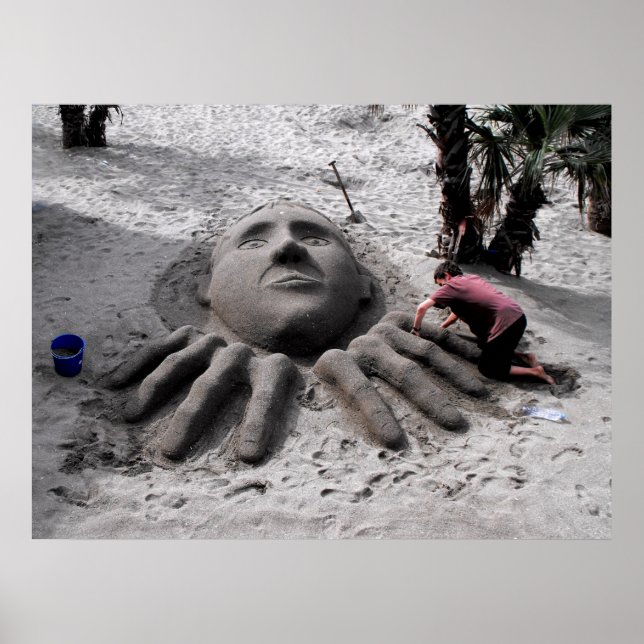 Affiche Faire une sculpture de sable au printemps à Marbel (Devant)