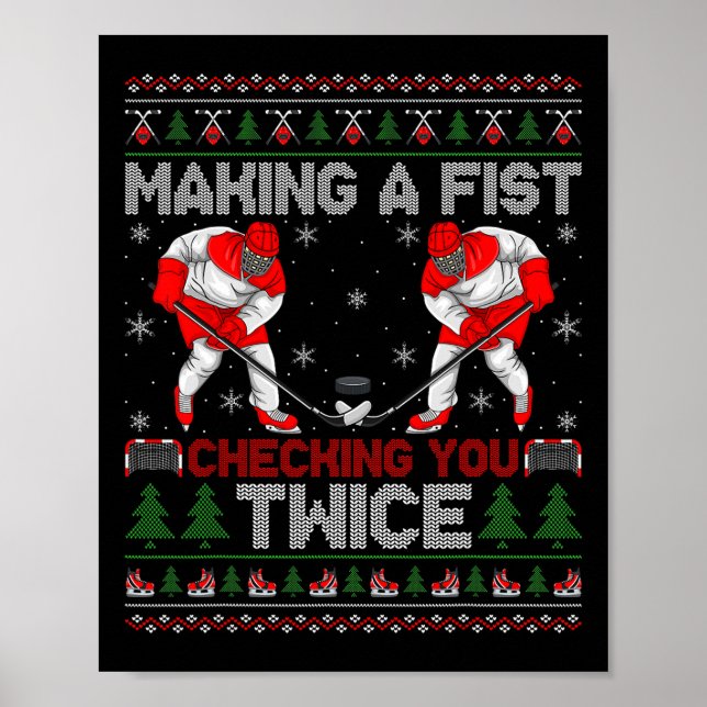Affiche Faire une vérification de poing deux fois Hockey s (Devant)