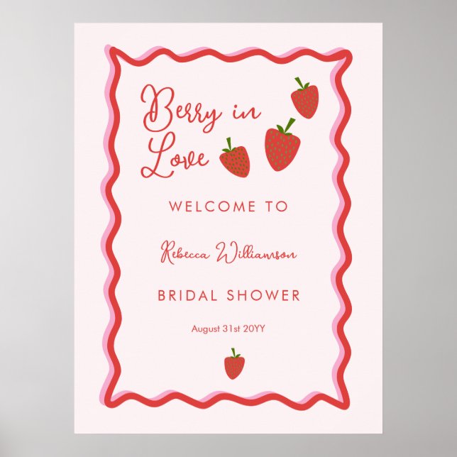 Affiche Fairepart de Remise de Cadeaux de Mariée Strawberr (Devant)