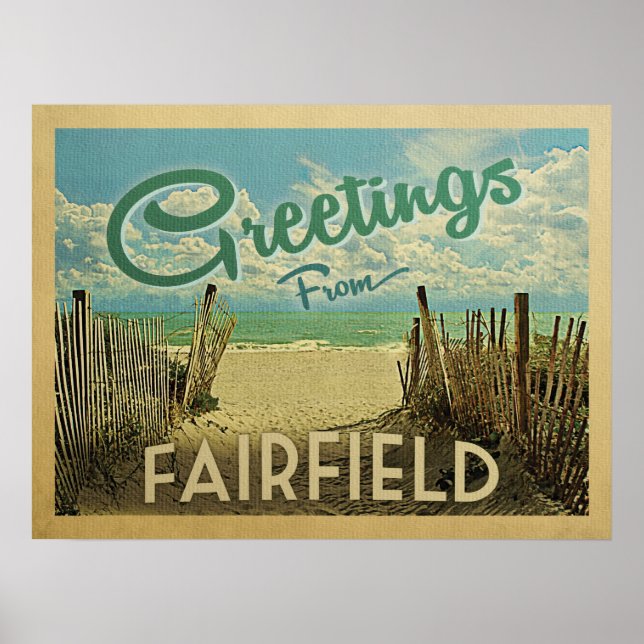 Affiche Fairfield Beach Vintage Travel (Devant)