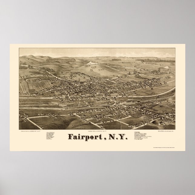 Affiche Fairport, NY Carte panoramique - 1885 (Devant)