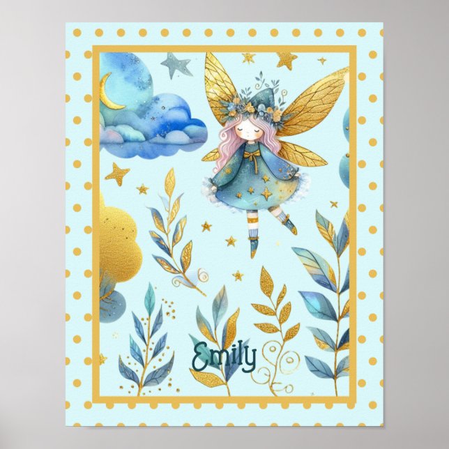 Affiche Fairy Birthday Turquoise Gold Rose Princess Fairyt (Devant)