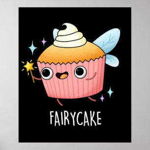 Affiche Fairy Cake Funny Cupcake Pun Dark BG