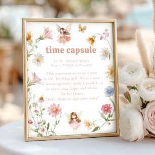 Affiche Fairy Colorée Fleur Anniversaire Temps Capsule