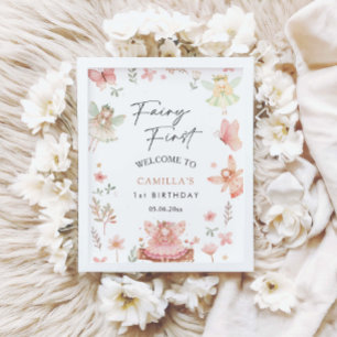 Affiche Fairy First Girl Whimsical Birthday Party Bienvenu