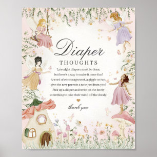 Affiche Fairy Garden Diaper Thoughts Whimsical Baby Shower